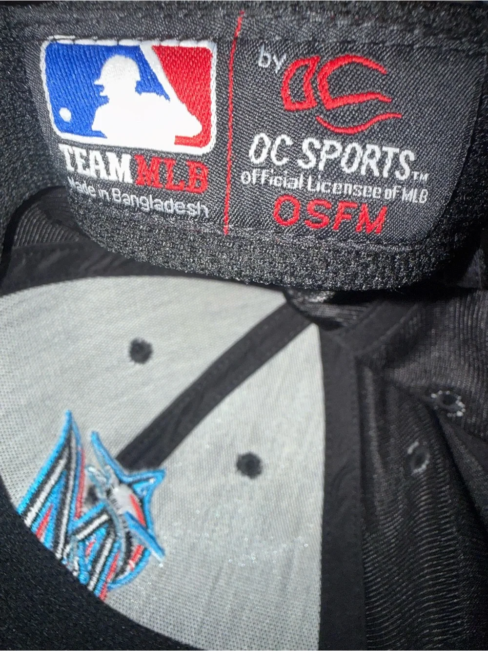 Marlins Black MLB Team Embroidered Baseball Cap